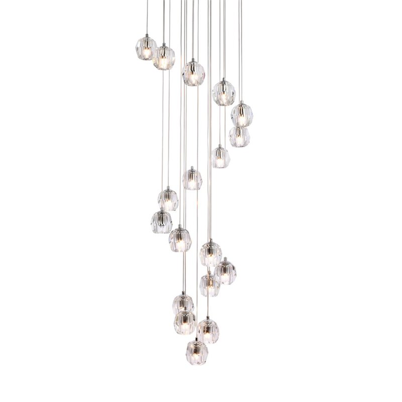 Elegant Lighting Eren 18-Light Stainless Steel and Glass Pendant in Chrome