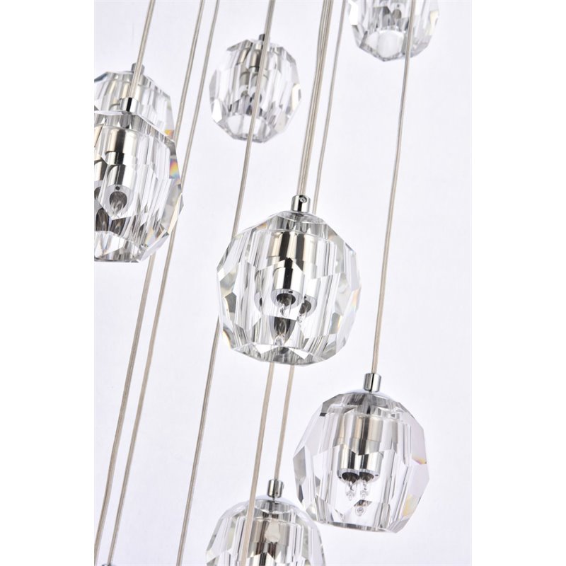 Elegant Lighting Eren 18-Light Stainless Steel and Glass Pendant in Chrome