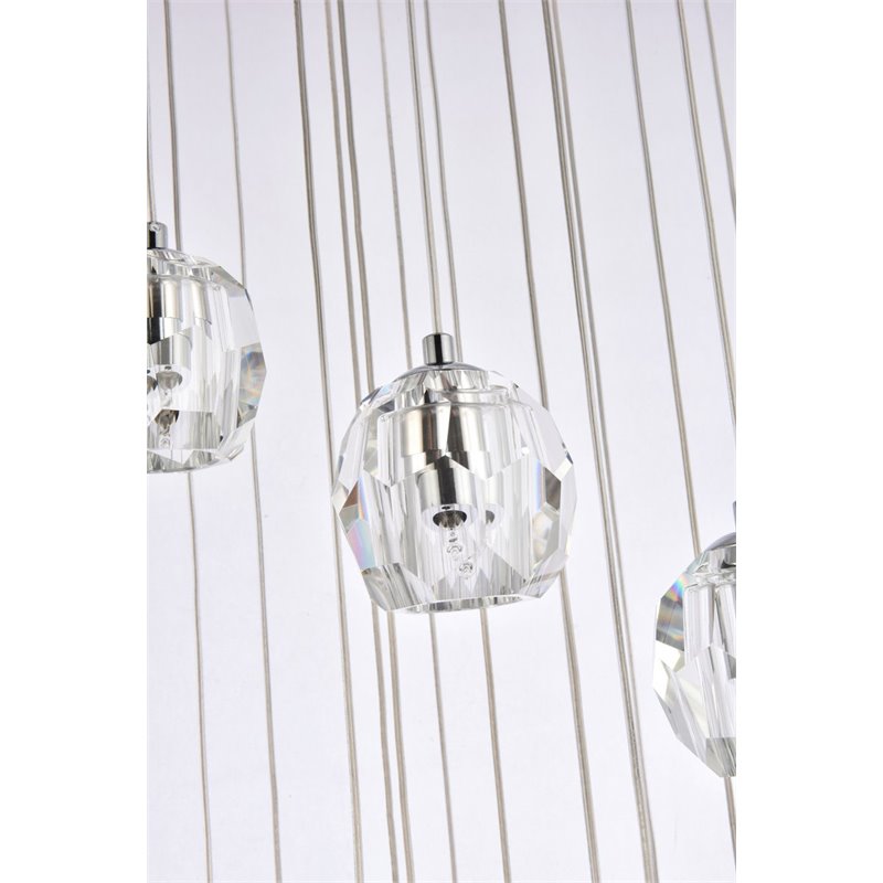 Elegant Lighting Eren 18-Light Stainless Steel and Glass Pendant in Chrome