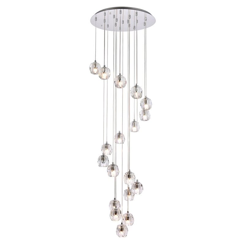 Elegant Lighting Eren 18-Light Stainless Steel and Glass Pendant in Chrome