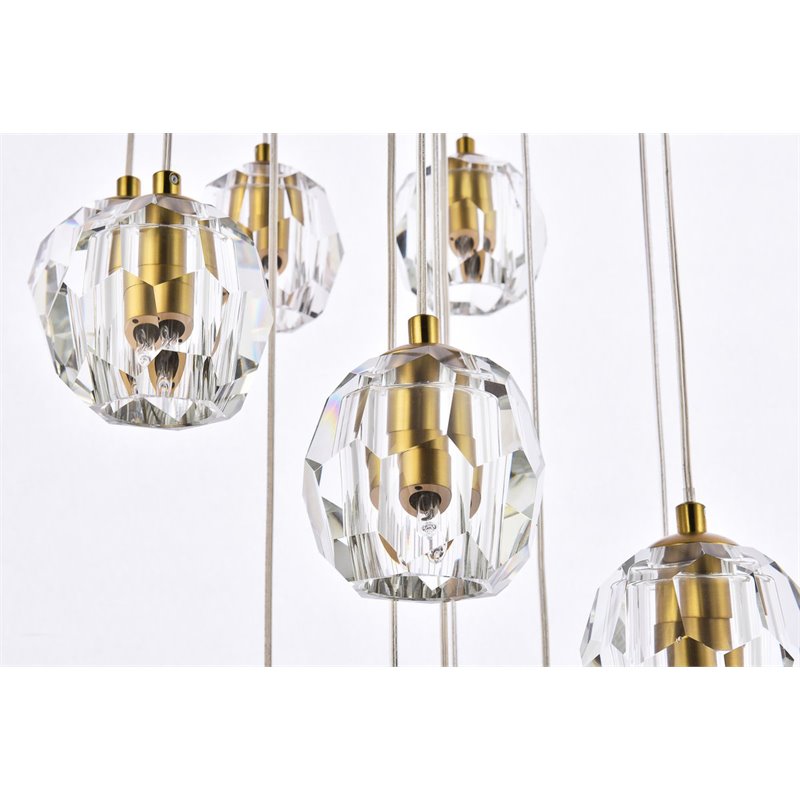 Elegant Lighting Eren 18-Light Stainless Steel and Glass Pendant in Gold