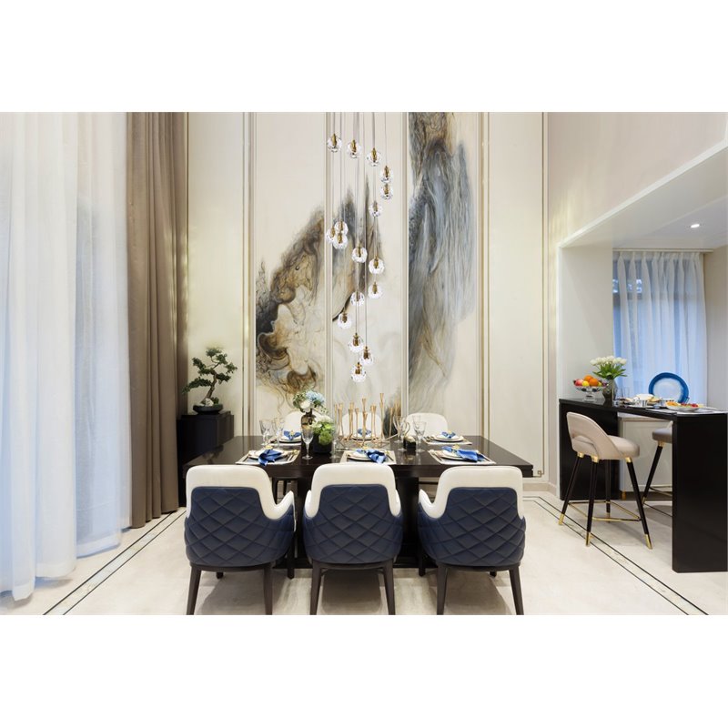 Elegant Lighting Eren 18-Light Stainless Steel and Glass Pendant in Gold