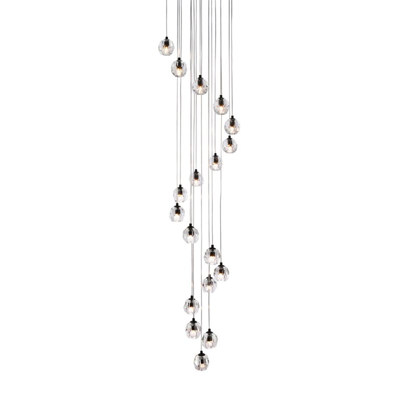 Elegant Lighting Eren 18-Light Stainless Steel and Crystal Glass Pendant - Black