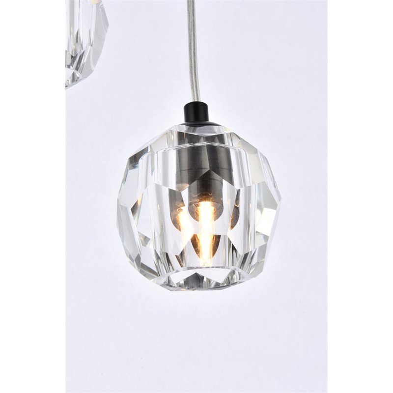 Elegant Lighting Eren 18-Light Stainless Steel and Crystal Glass Pendant - Black