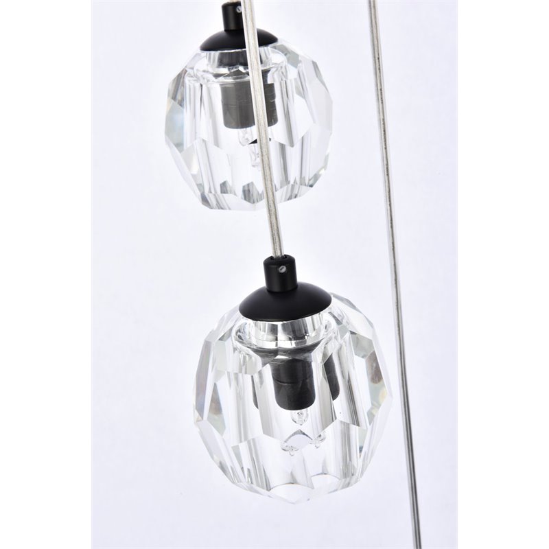 Elegant Lighting Eren 18-Light Stainless Steel and Crystal Glass Pendant - Black