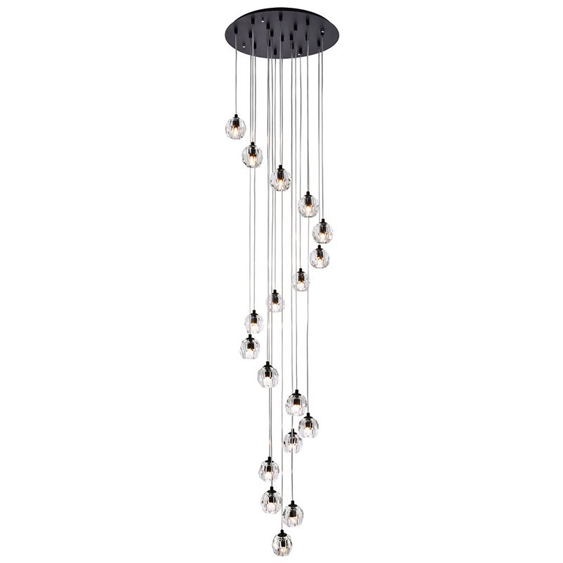 Elegant Lighting Eren 18-Light Stainless Steel and Crystal Glass Pendant - Black