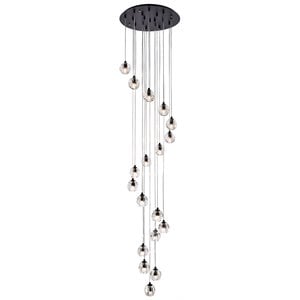 Elegant Lighting Eren 18-Light Stainless Steel and Crystal Glass Pendant - Black