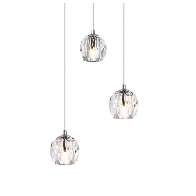 Elegant Lighting Eren 3-Light Stainless Steel and Glass Pendant in Chrome