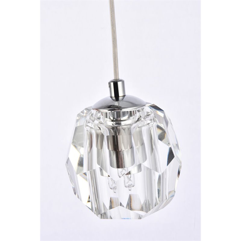 Elegant Lighting Eren 3-Light Stainless Steel and Glass Pendant in Chrome