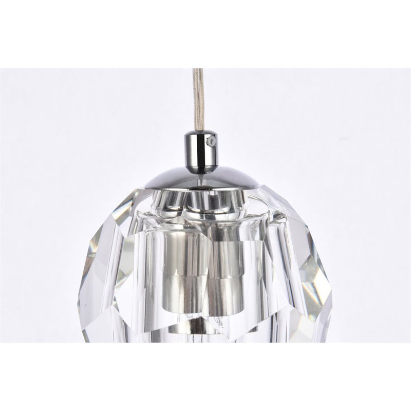 Elegant Lighting Eren 3-Light Stainless Steel and Glass Pendant in Chrome