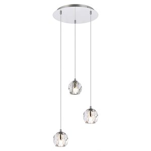 elegant lighting eren 3-light stainless steel and glass pendant in chrome