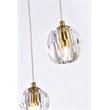 Elegant Lighting Eren 3-Light Stainless Steel and Crystal Glass Pendant in Gold