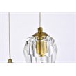 Elegant Lighting Eren 3-Light Stainless Steel and Crystal Glass Pendant in Gold