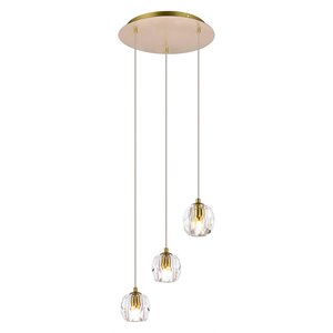 elegant lighting eren 3-light stainless steel and crystal glass pendant in gold