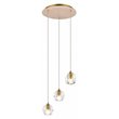 Elegant Lighting Eren 3-Light Stainless Steel and Crystal Glass Pendant in Gold