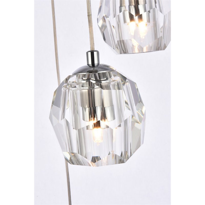 Elegant Lighting Eren 5-Light Stainless Steel and Glass Pendant in Chrome
