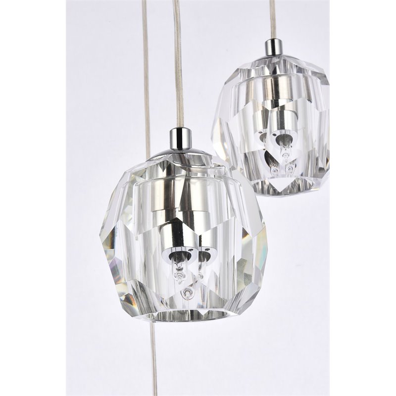 Elegant Lighting Eren 5-Light Stainless Steel and Glass Pendant in Chrome