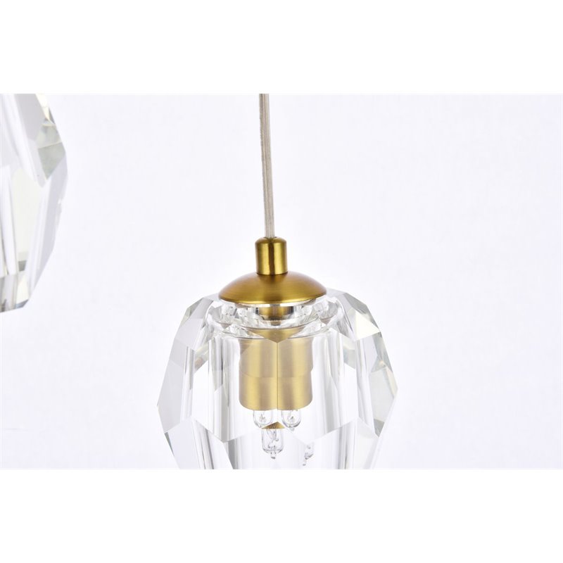 Elegant Lighting Eren 5-Light Stainless Steel and Glass Pendant in Gold