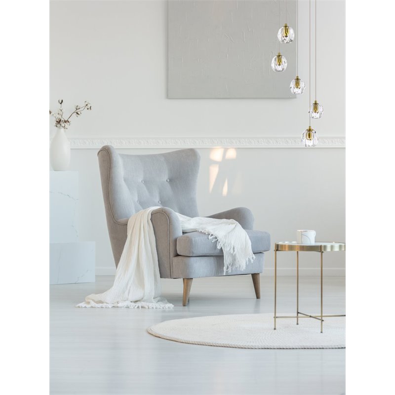 Elegant Lighting Eren 5-Light Stainless Steel and Glass Pendant in Gold