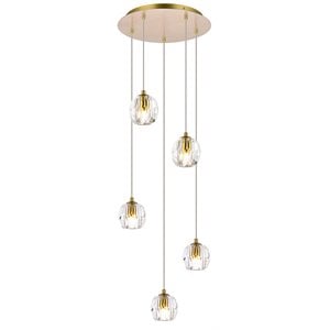 elegant lighting eren 5-light stainless steel and glass pendant in gold