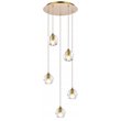 Elegant Lighting Eren 5-Light Stainless Steel and Glass Pendant in Gold