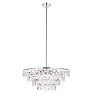 Elegant Lighting Ella 24&quot Contemporary Iron and Crystal Pendant in Chrome