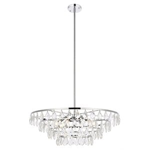 Elegant Lighting Ella 28&quot Contemporary Iron and Crystal Pendant in Chrome