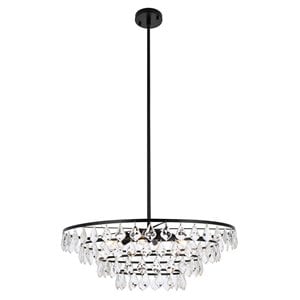 Elegant Lighting Ella 28&quot Contemporary Iron and Crystal Pendant in Black