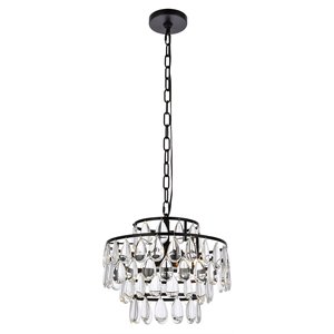 Elegant Lighting Mila 14&quot Contemporary Iron and Crystal Pendant in Black