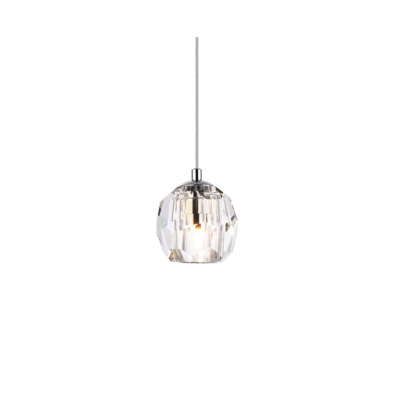 Elegant Lighting Eren 1-Light Stainless Steel and Glass Pendant in Chrome