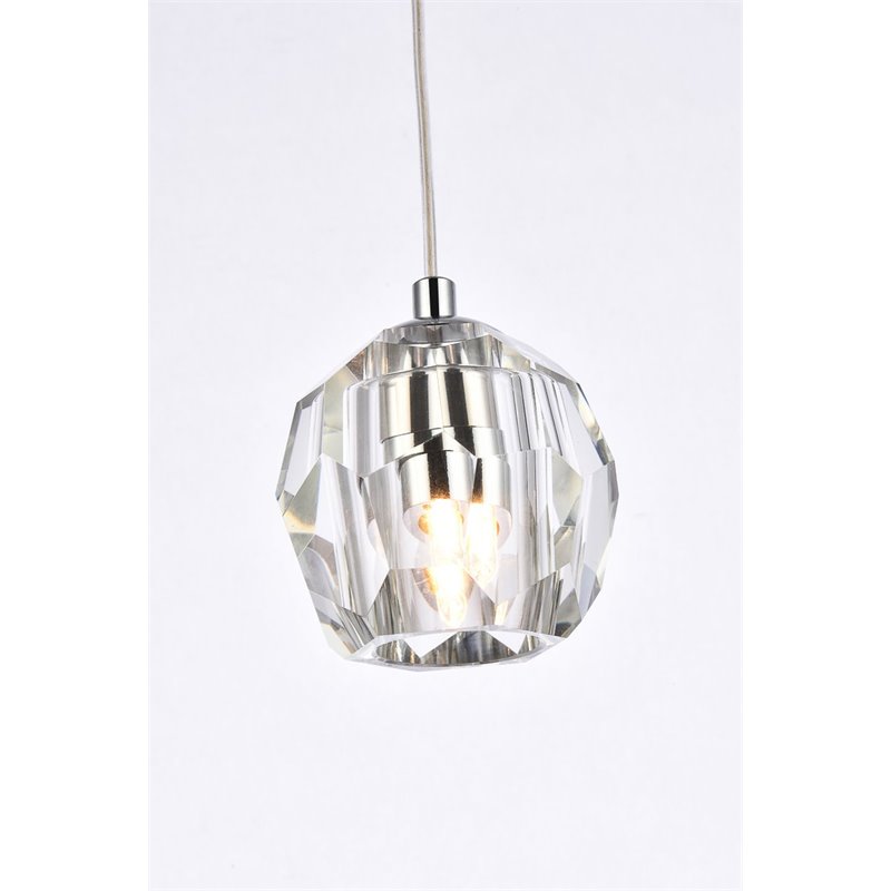 Elegant Lighting Eren 1-Light Stainless Steel and Glass Pendant in Chrome