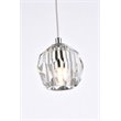 Elegant Lighting Eren 1-Light Stainless Steel and Glass Pendant in Chrome