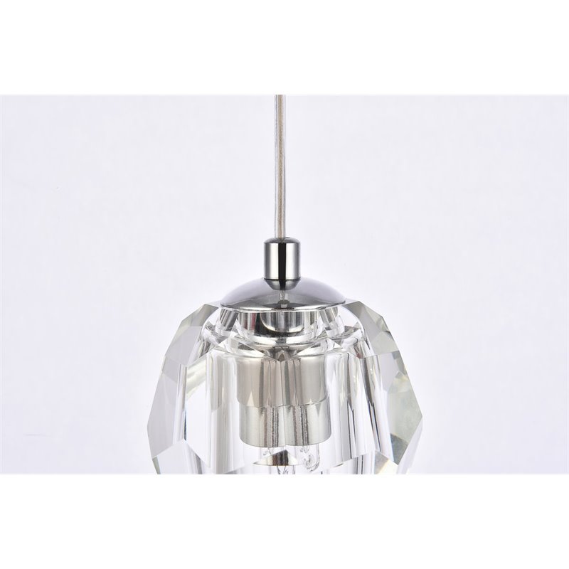 Elegant Lighting Eren 1-Light Stainless Steel and Glass Pendant in Chrome