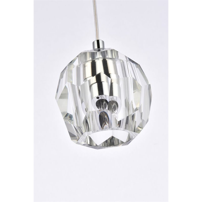 Elegant Lighting Eren 1-Light Stainless Steel and Glass Pendant in Chrome