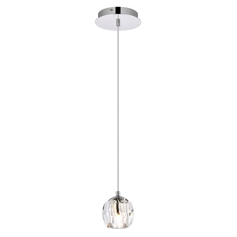 Elegant Lighting Eren 1-Light Stainless Steel and Glass Pendant in Chrome