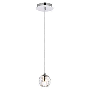 Elegant Lighting Eren 1-Light Stainless Steel and Glass Pendant in Chrome