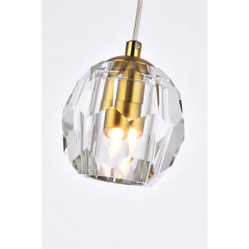 Elegant Lighting Eren 1-Light Stainless Steel and Glass Pendant in Gold