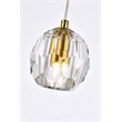 Elegant Lighting Eren 1-Light Stainless Steel and Glass Pendant in Gold