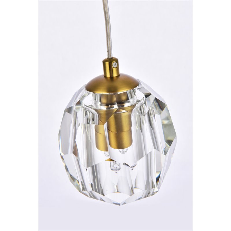 Elegant Lighting Eren 1-Light Stainless Steel and Glass Pendant in Gold