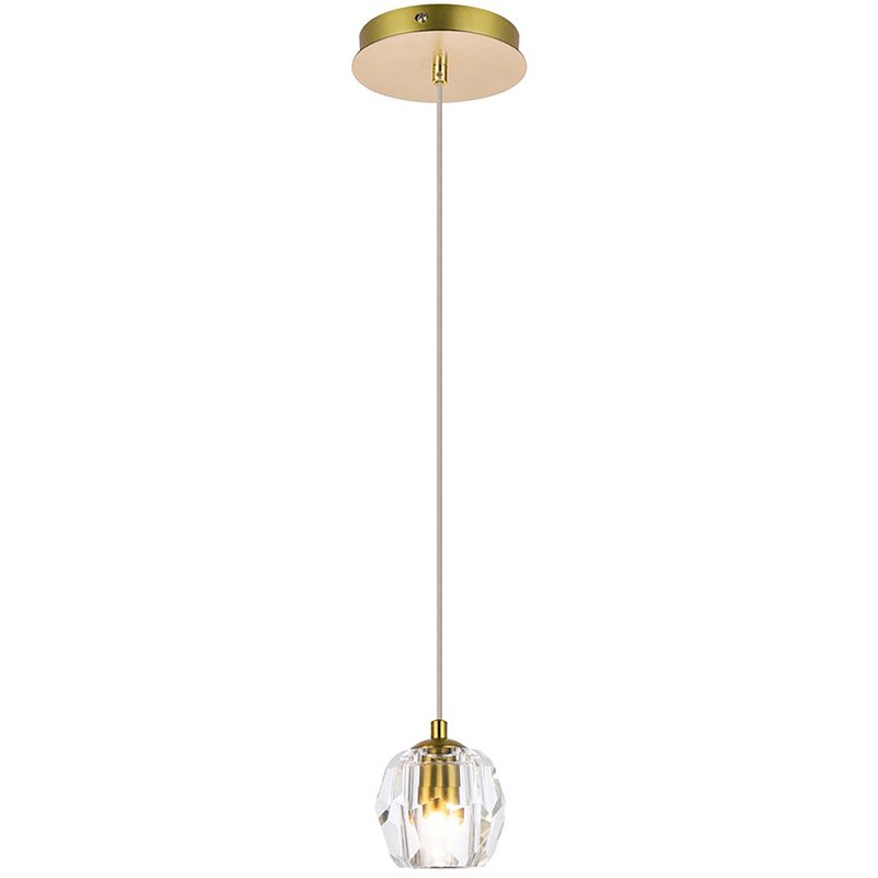 Elegant Lighting Eren 1-Light Stainless Steel and Glass Pendant in Gold