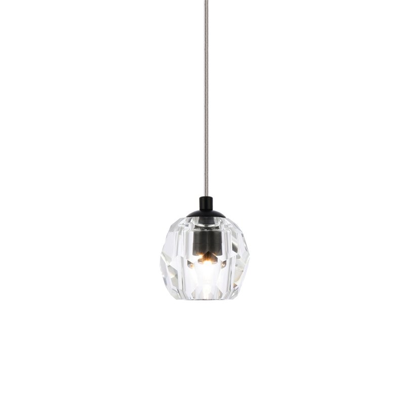 Elegant Lighting Eren 1-Light Stainless Steel and Glass Pendant in Black