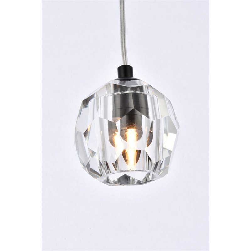 Elegant Lighting Eren 1-Light Stainless Steel and Glass Pendant in Black