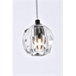 Elegant Lighting Eren 1-Light Stainless Steel and Glass Pendant in Black