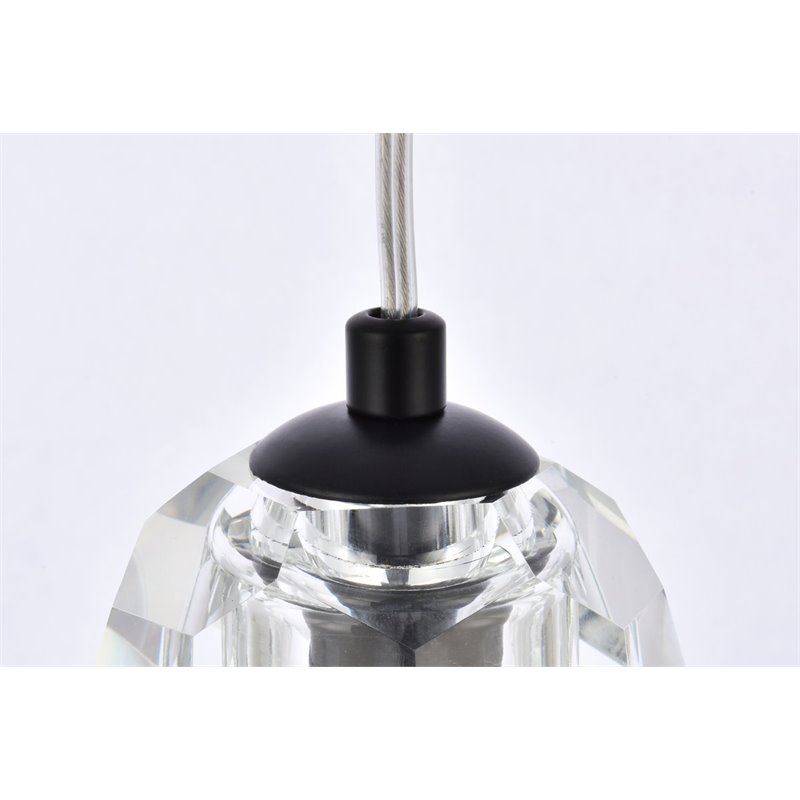 Elegant Lighting Eren 1-Light Stainless Steel and Glass Pendant in Black
