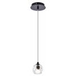 Elegant Lighting Eren 1-Light Stainless Steel and Glass Pendant in Black