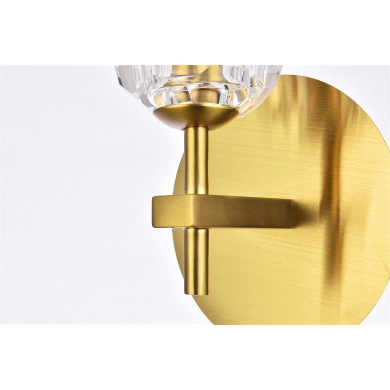 Elegant Lighting Eren 1-Light Stainless Steel and Glass Wall Sconce in Gold