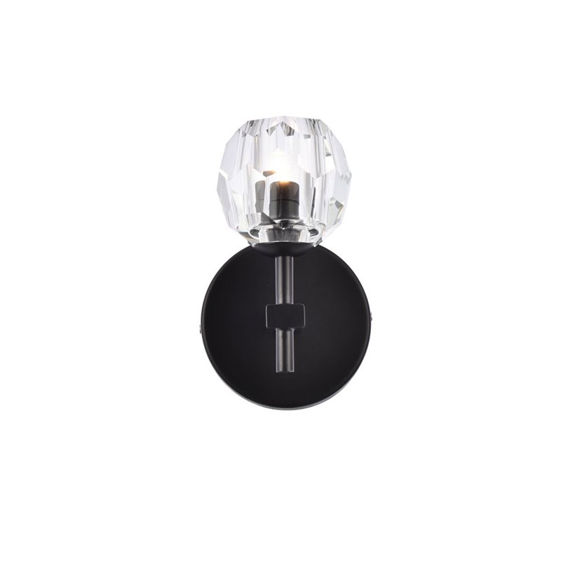 Elegant Lighting Eren 1-Light Stainless Steel and Glass Wall Sconce in Black