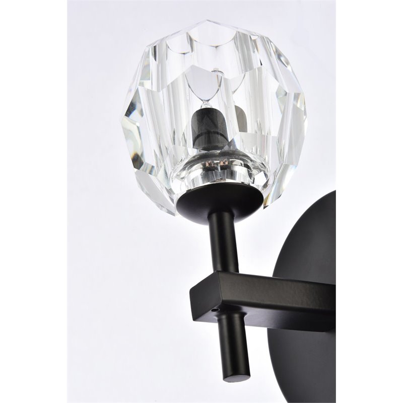 Elegant Lighting Eren 1-Light Stainless Steel and Glass Wall Sconce in Black