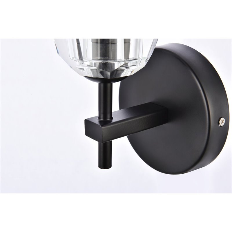 Elegant Lighting Eren 1-Light Stainless Steel and Glass Wall Sconce in Black