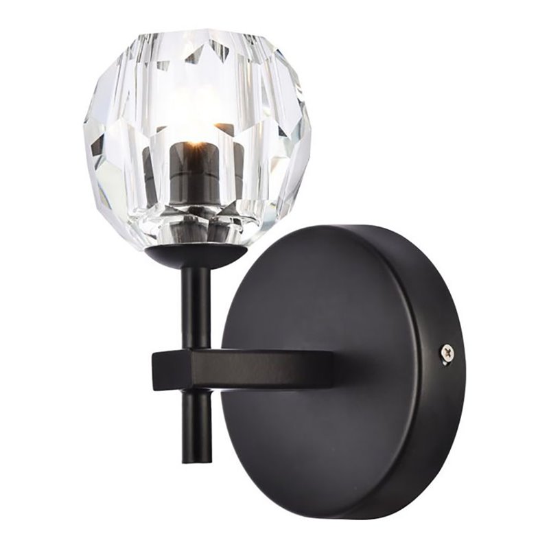 Elegant Lighting Eren 1-Light Stainless Steel and Glass Wall Sconce in Black
